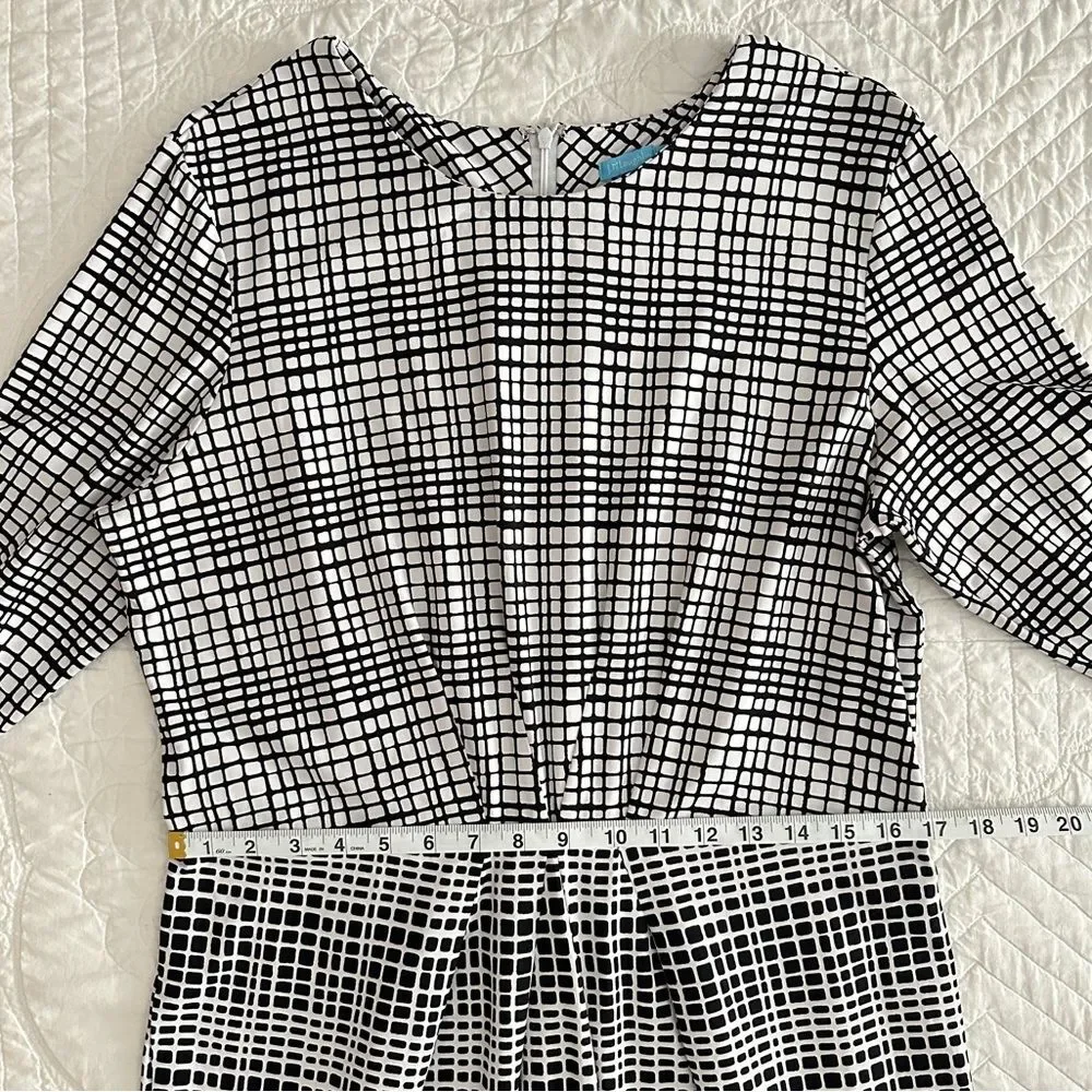 J. McLaughlin Catalina Cloth Mia Dress Black White Mod Matrix Women’s XL - Picture 5 of 10